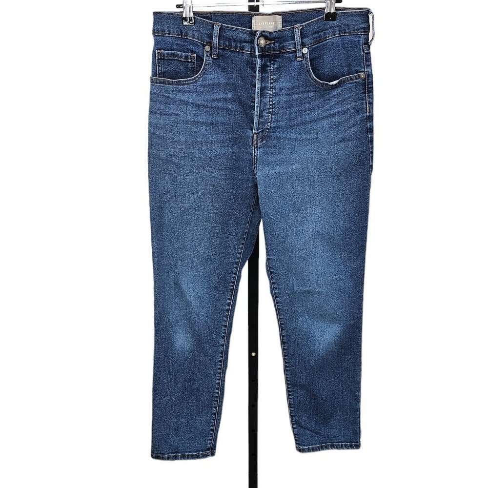 Everlane Womens High Rise Slim Straight Ankle Jeans Button Fly Blue  Size 31